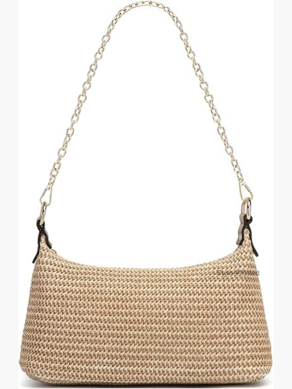 Woven Straw Shoulder Bag Women Small Tote Beach Purse Chain Strap Summer - Picture 1 of 7